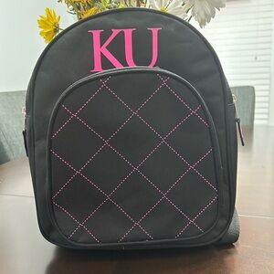 KU Black and Pink Quilted Women's  Backpack